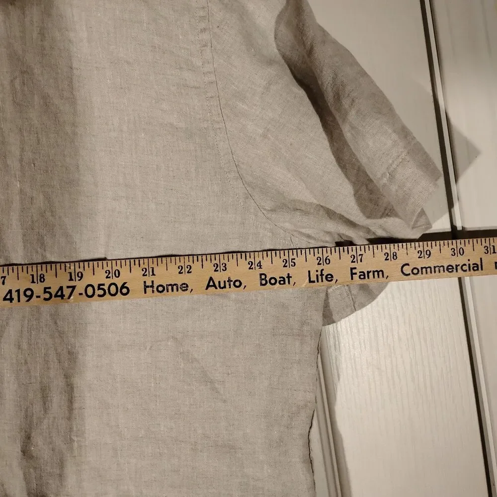 Banana Republic shirt mens XL Xlarge gray 100% linen short sleeve casual standar - Picture 3 of 10